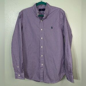 Ralph Lauren Men's Purple & White Gingham Shirt Size Medium